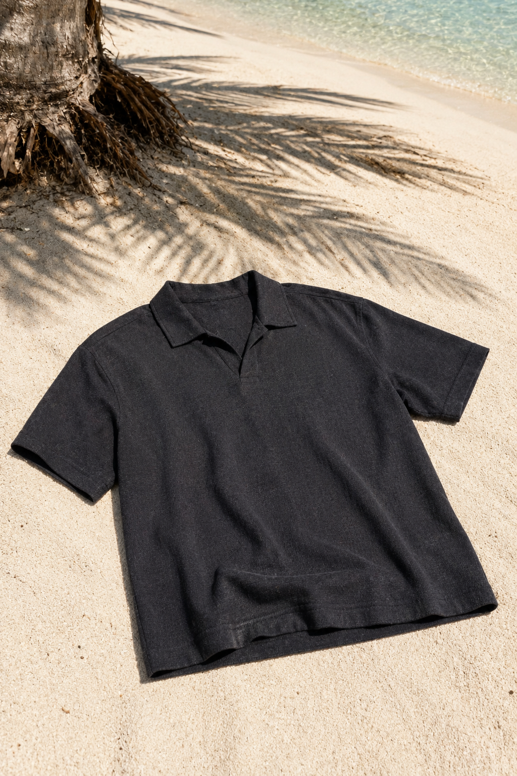 Polo de lino - Negro