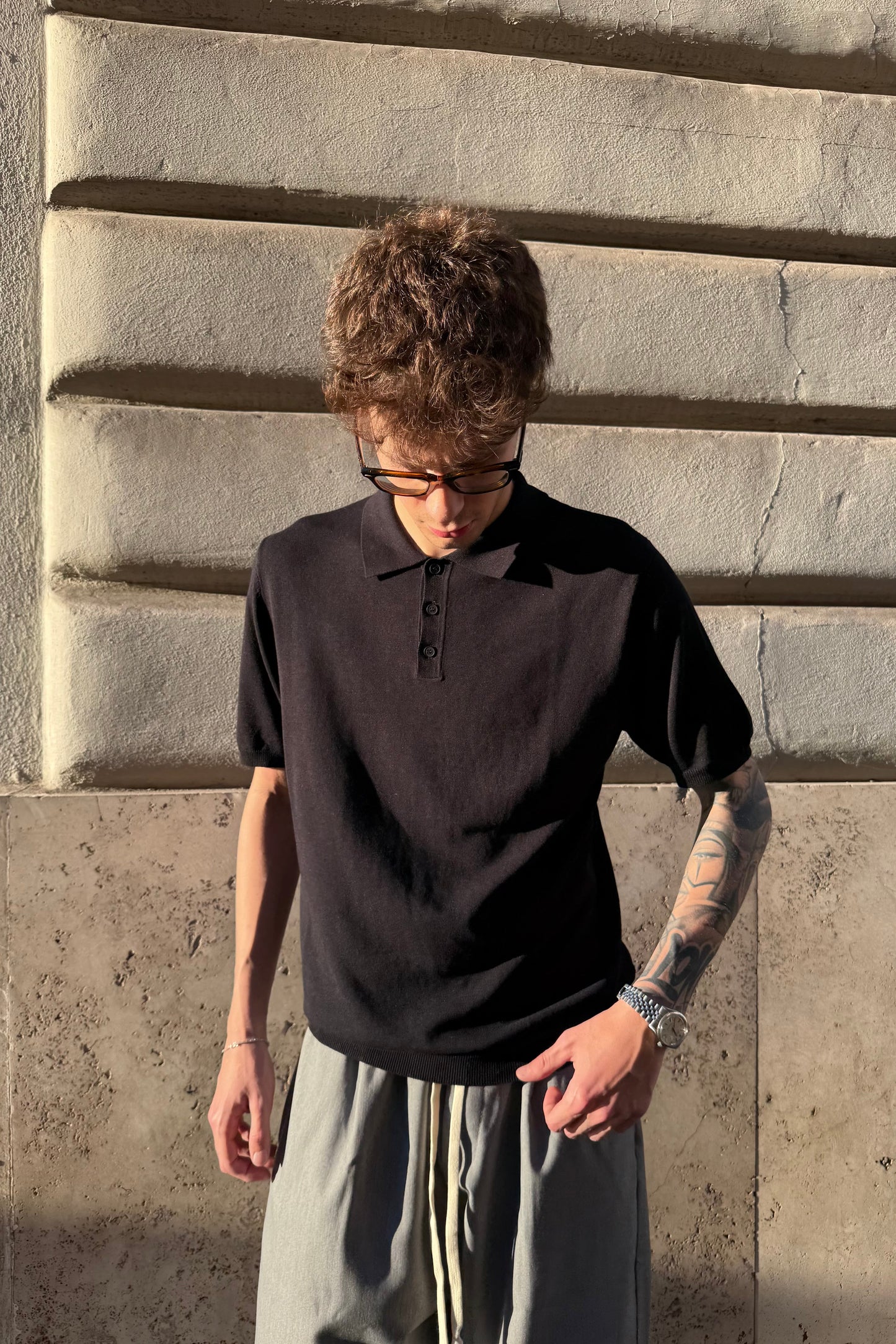 Polo de punto - Negro