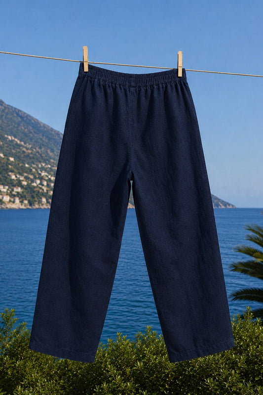 Pantalón de lino - Azul marino