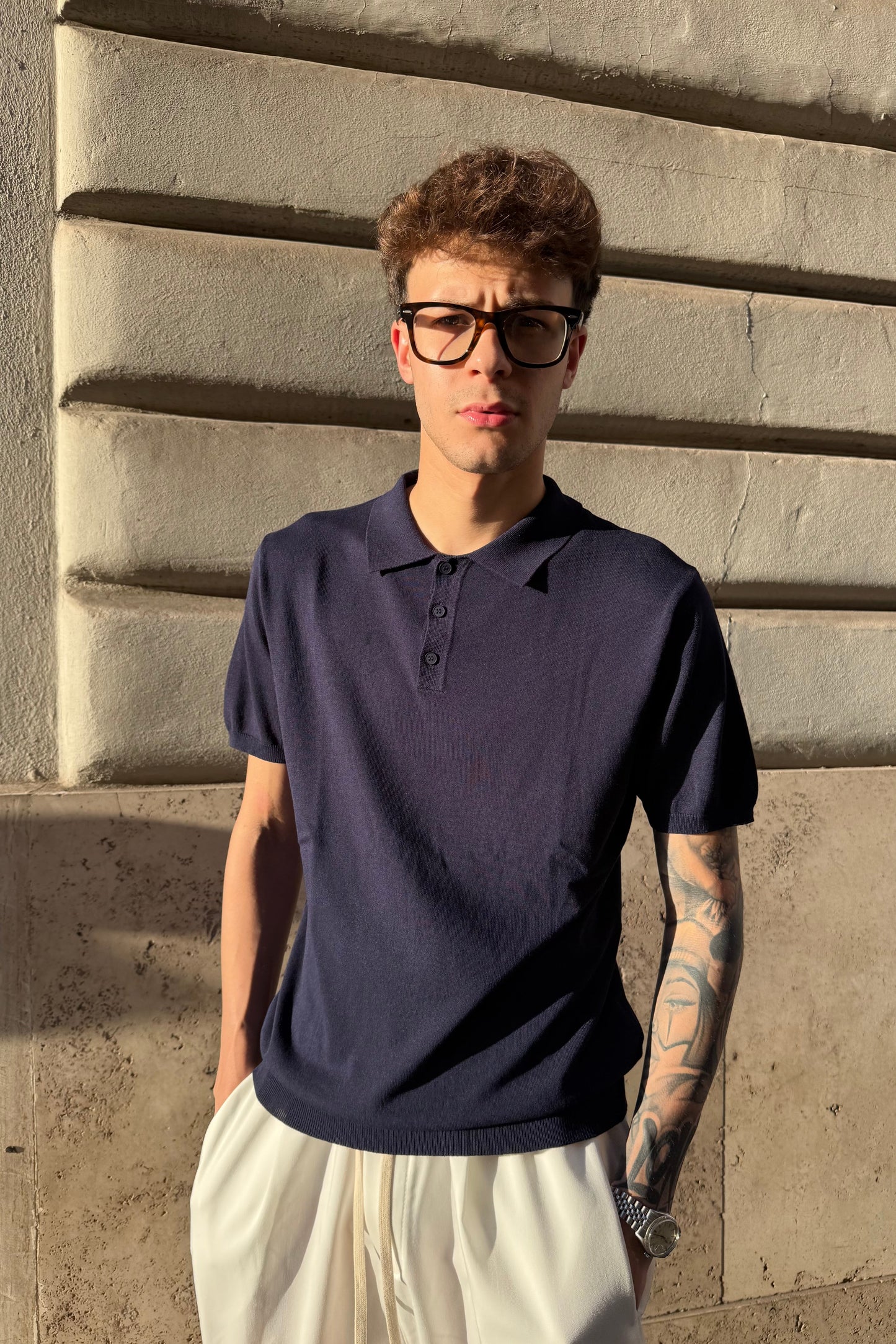 Polo de punto - Azul